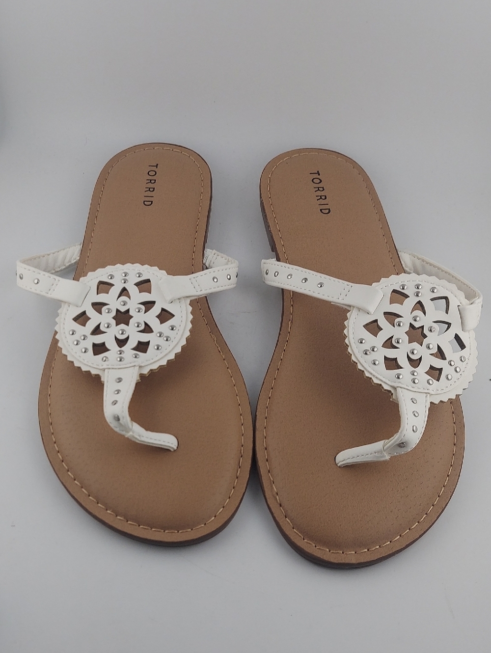 torrid White Decorative Medallion Toe-Post Sandals